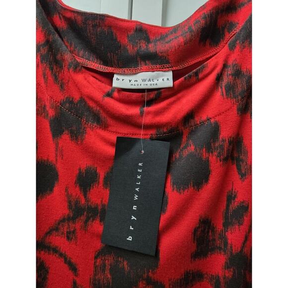 Bryn Walker Artsy Top Size L Wilder Tunic Dragon Red Round Neck Dorman Oversize - Picture 5 of 6